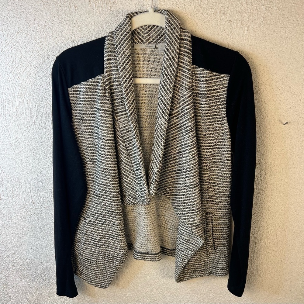 Halogen Long Sleeve Striped Woven Women’s Waterfall Cardigan Size Medium